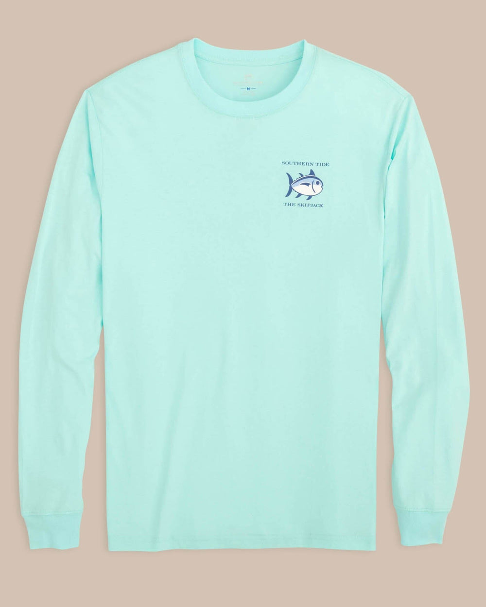The front view of the Southern Tide Long Sleeve Original Skipjack T-Shirt by Southern Tide - Baltic Teal