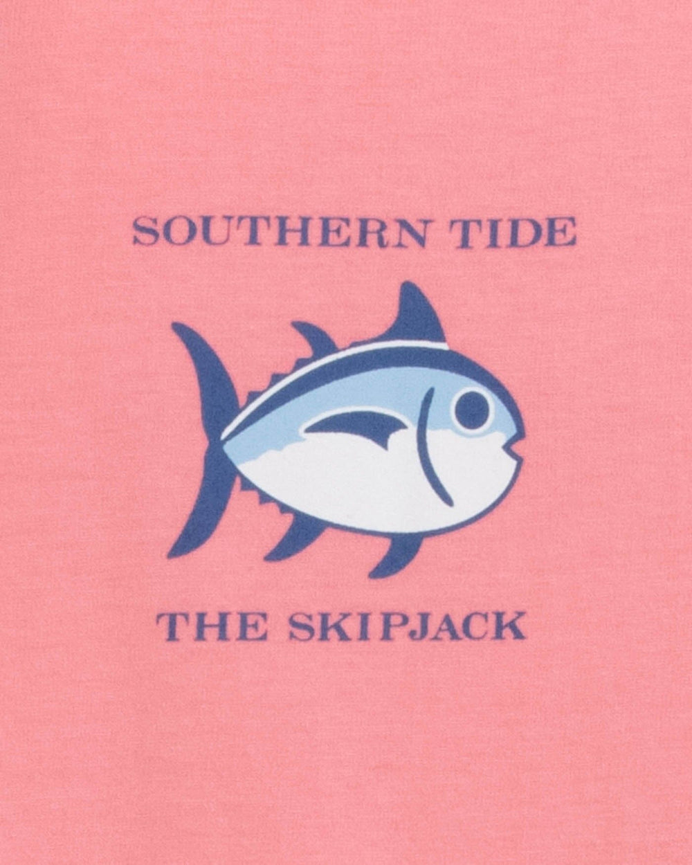 The detail view of the Southern Tide Long Sleeve Original Skipjack T-shirt by Southern Tide - Geranium Pink