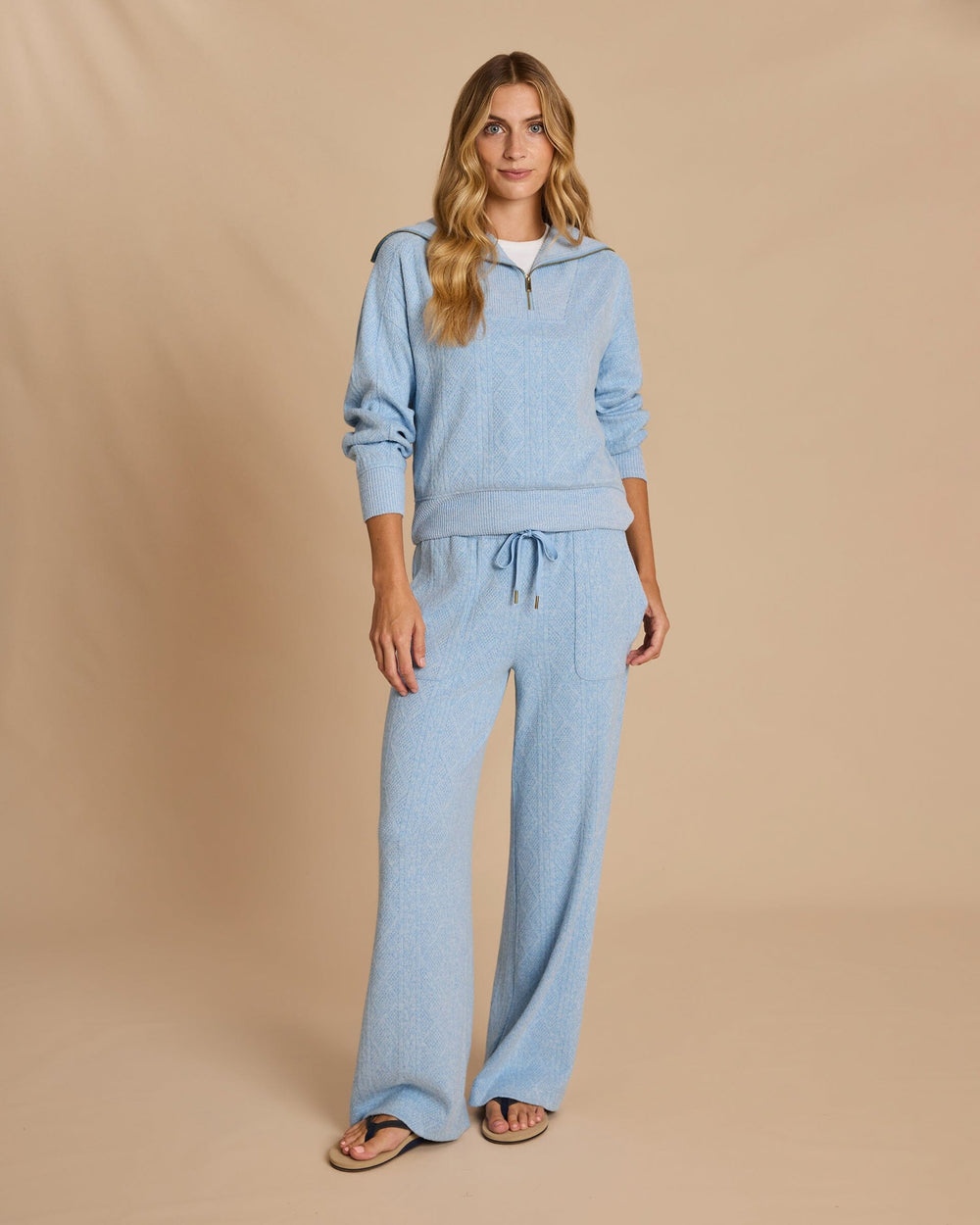 The front view of the Southern Tide Lounge Quarter Zip by Southern Tide - Heather Marina