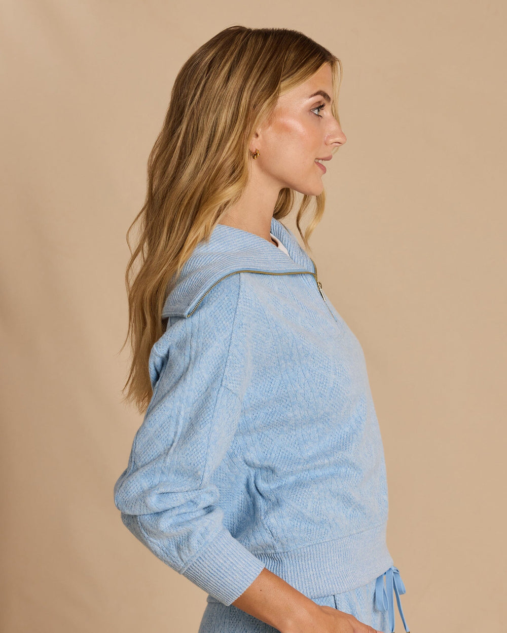 The side view of the Southern Tide Lounge Quarter Zip by Southern Tide - Heather Marina