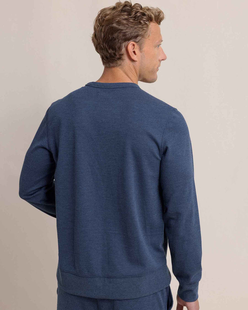 The back view of the Southern Tide Lowland Luxe Textured Crew by Southern Tide - Dress Blue