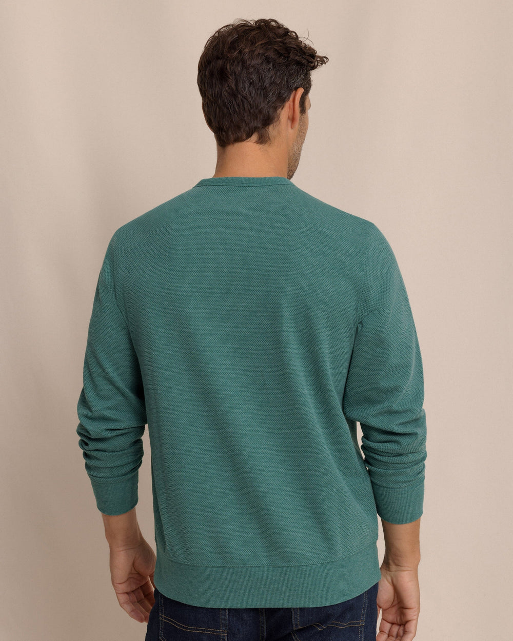 The back view of the Southern Tide Lowland Luxe Textured Crew by Southern Tide - Salt Meadow
