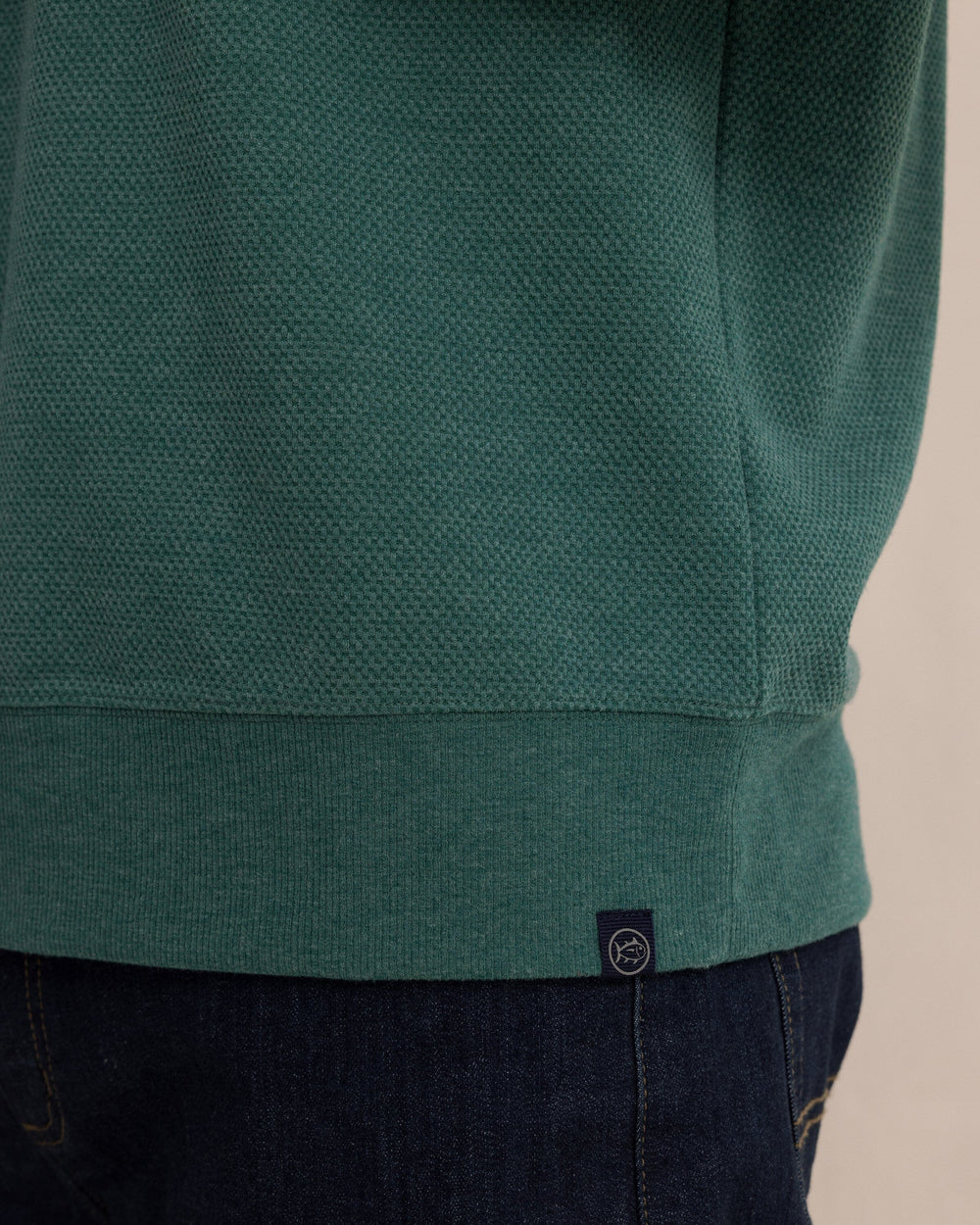 The detail view of the Southern Tide Lowland Luxe Textured Crew by Southern Tide - Salt Meadow