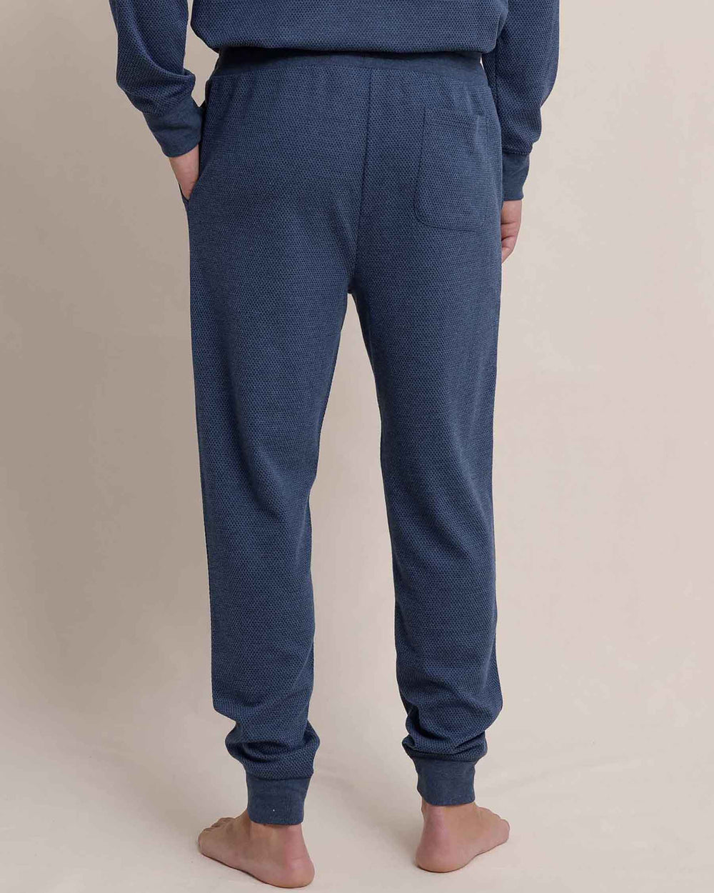 The back view of the Southern Tide Lowland Luxe Textured Jogger by Southern Tide - Dress Blue