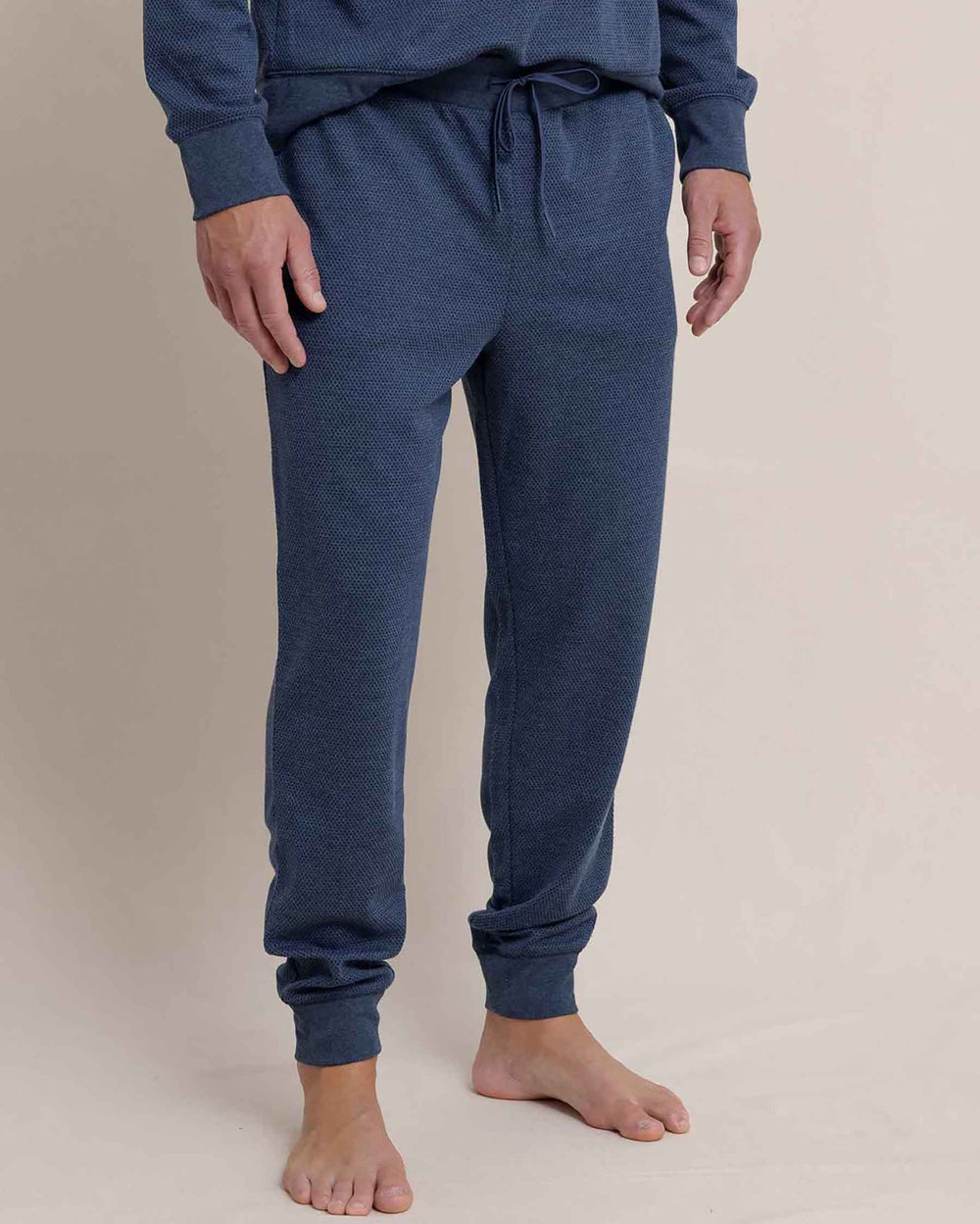 The side view of the Southern Tide Lowland Luxe Textured Jogger by Southern Tide - Dress Blue