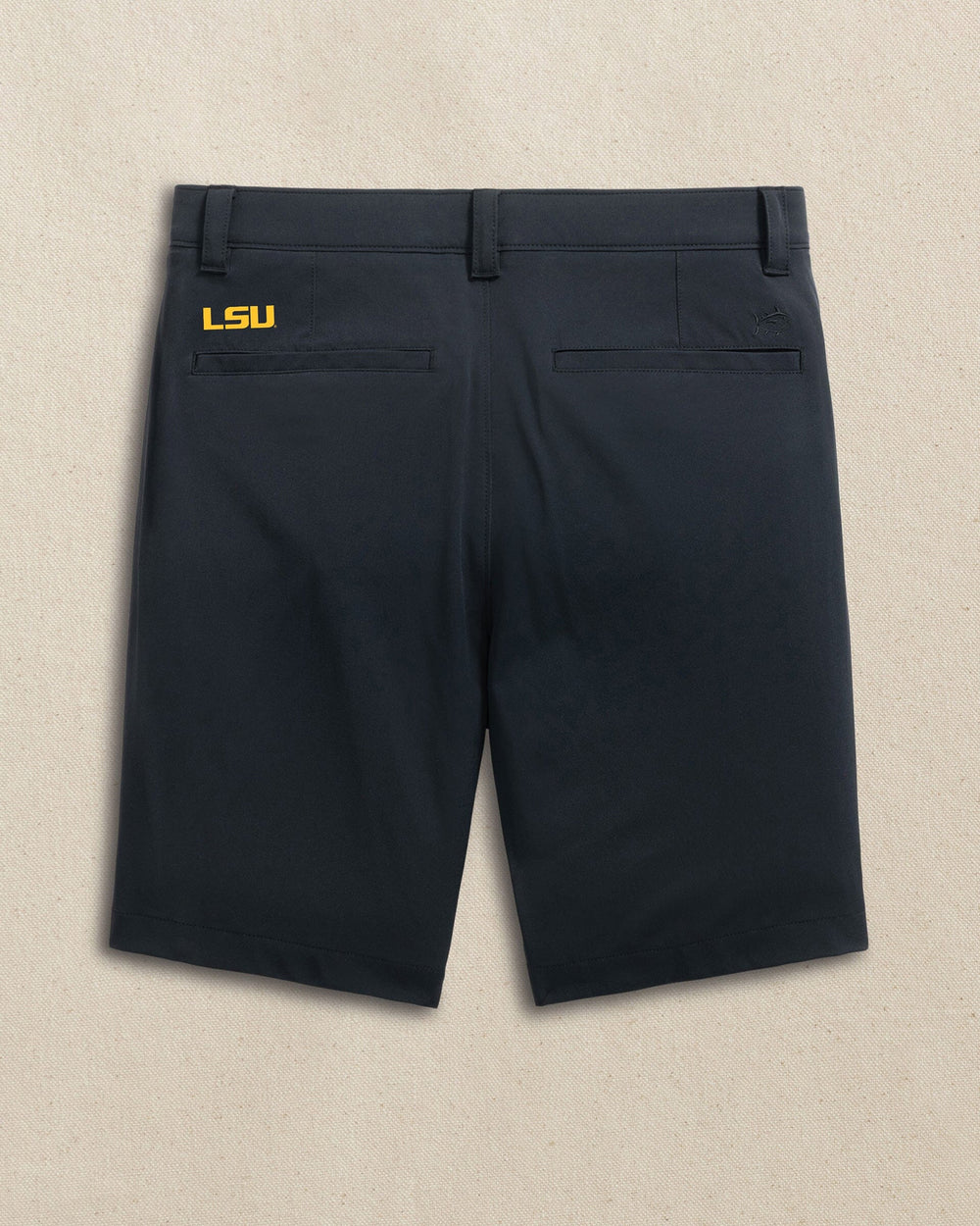 The back view of the Southern Tide LSU Tigers brrr°®-die 8" Performance Short by Southern Tide - Caviar Black