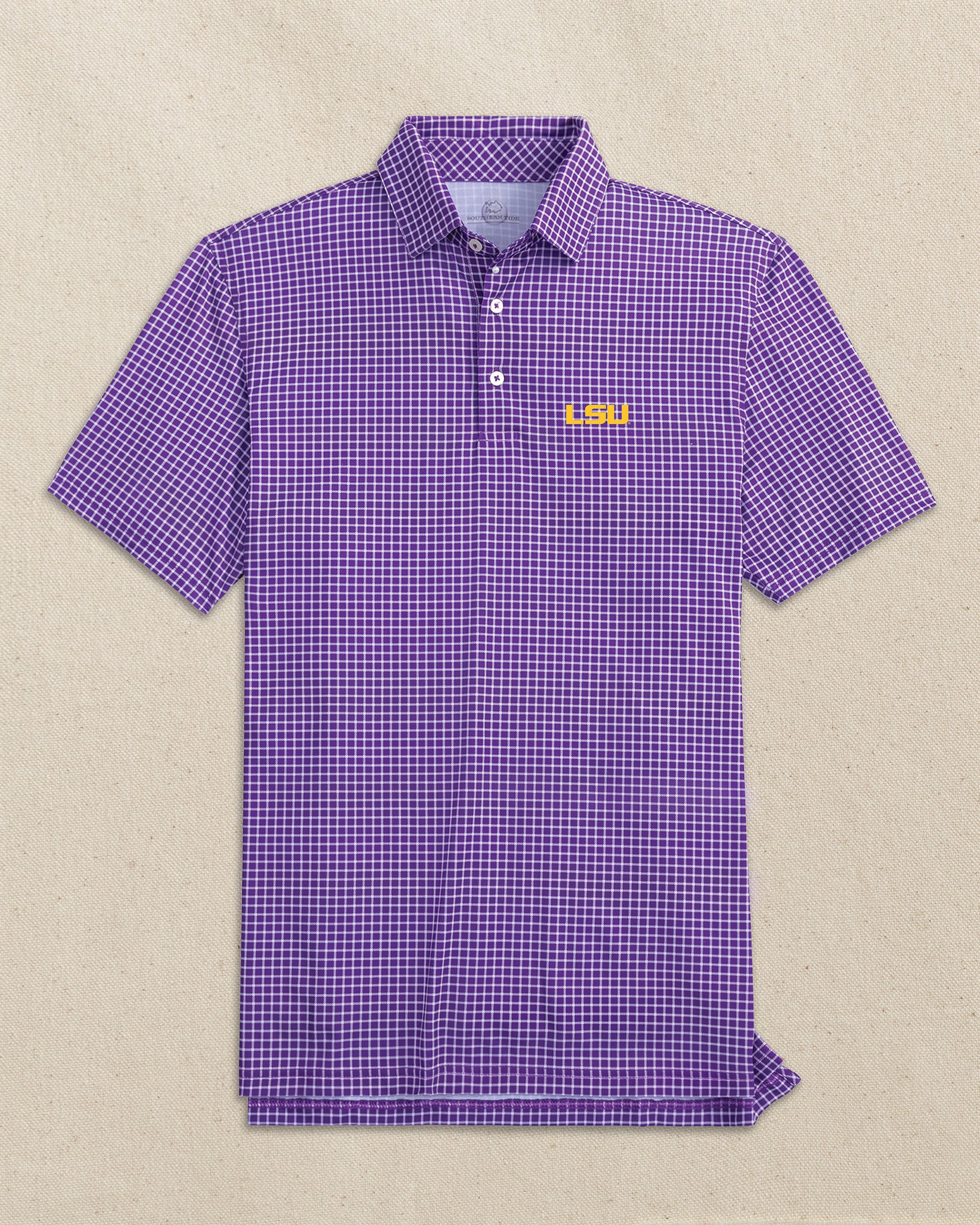 Men's LSU Tigers Driver Dunes Edge Plaid Polo | Southern Tide