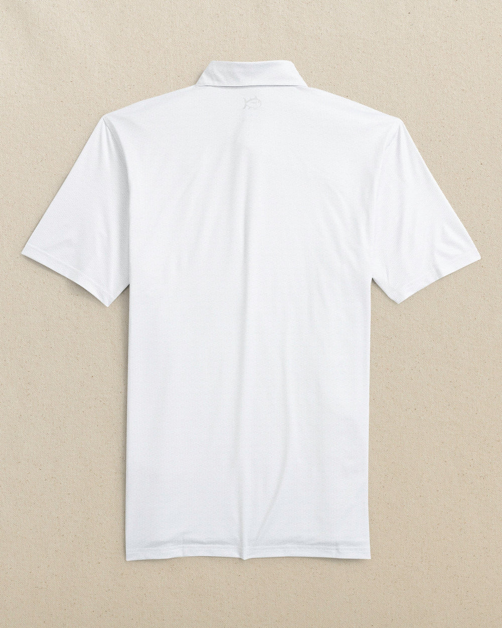 The back view of the Southern Tide LSU Tigers Driver ST Geo Printed Polo by Southern Tide - Classic White
