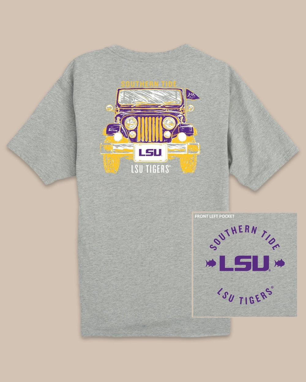 LSU Tigers Heather Front Plate T-Shirt C_T-Shirts Southern Tide 