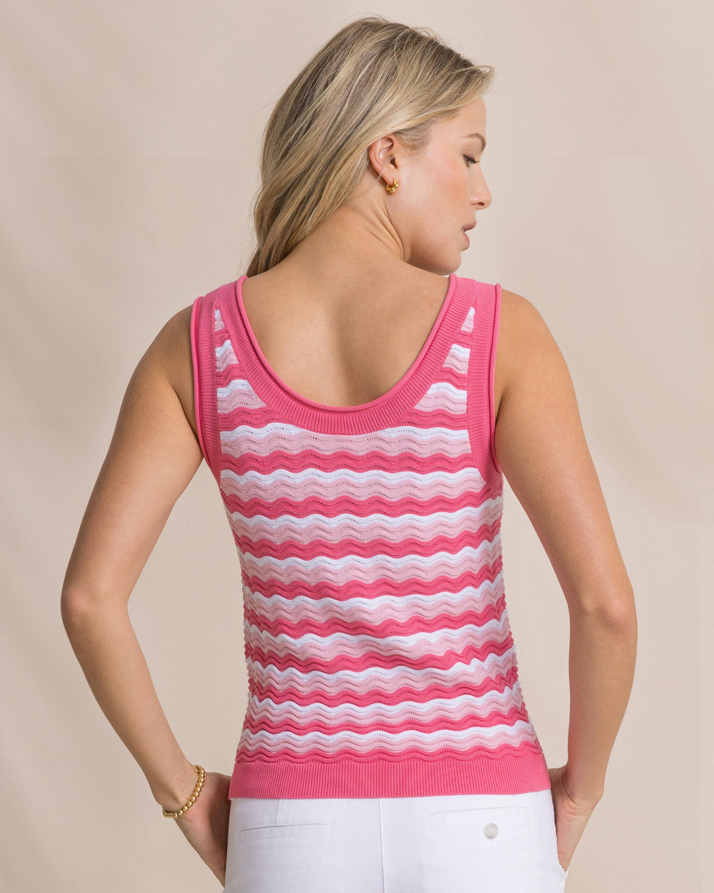 The back view of the Southern Tide Lucila Sweater Tank by Southern Tide - Island Pink