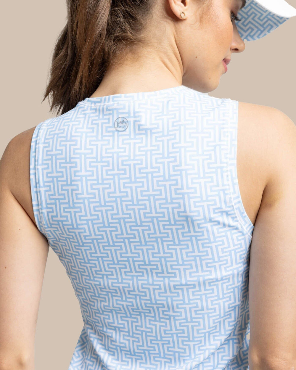 The detail view of the Southern Tide Lyllee Printed Performance Dress by Southern Tide - Classic White