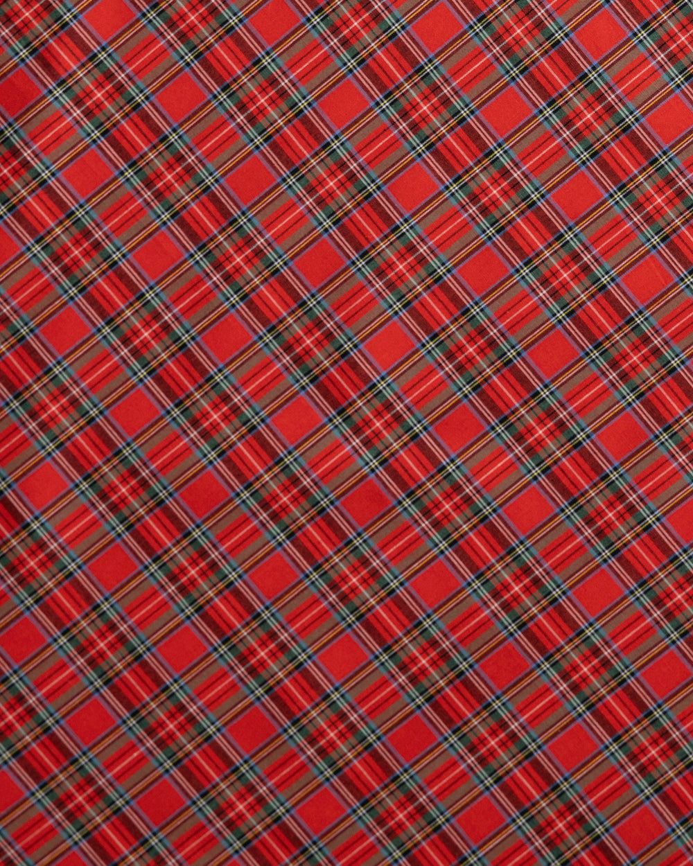 The detail pattern view of the High Cotton MacIntosh Tartan Pocket Square at Southern Tide - Red