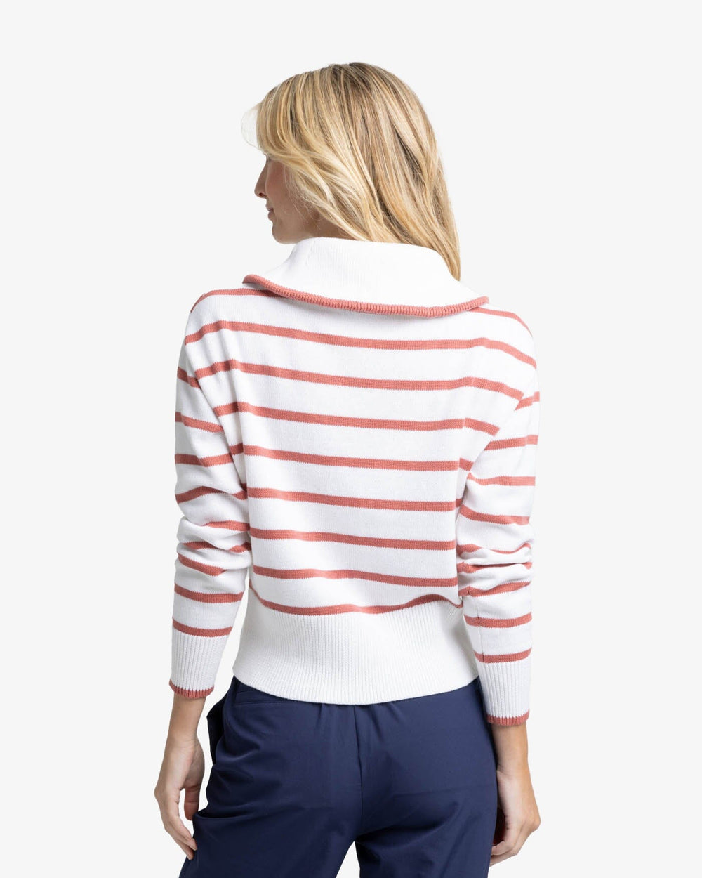 The back view of the Southern Tide Maizy Sweater by Southern Tide - Dusty Coral