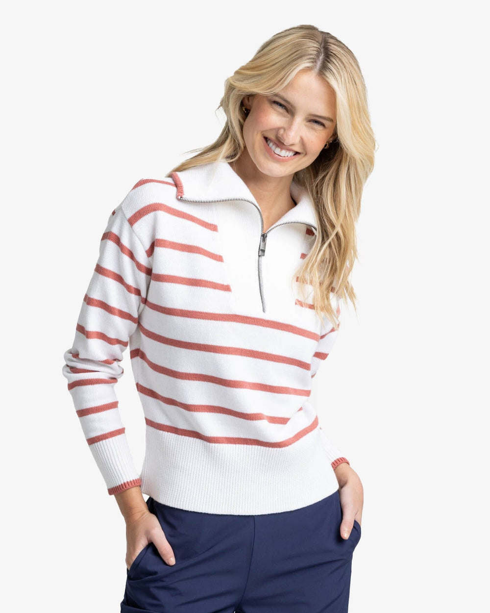 The front view of the Southern Tide Maizy Sweater by Southern Tide - Dusty Coral