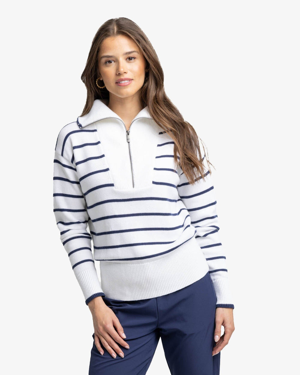 The front view of the Southern Tide Maizy Sweater by Southern Tide - Nautical Navy