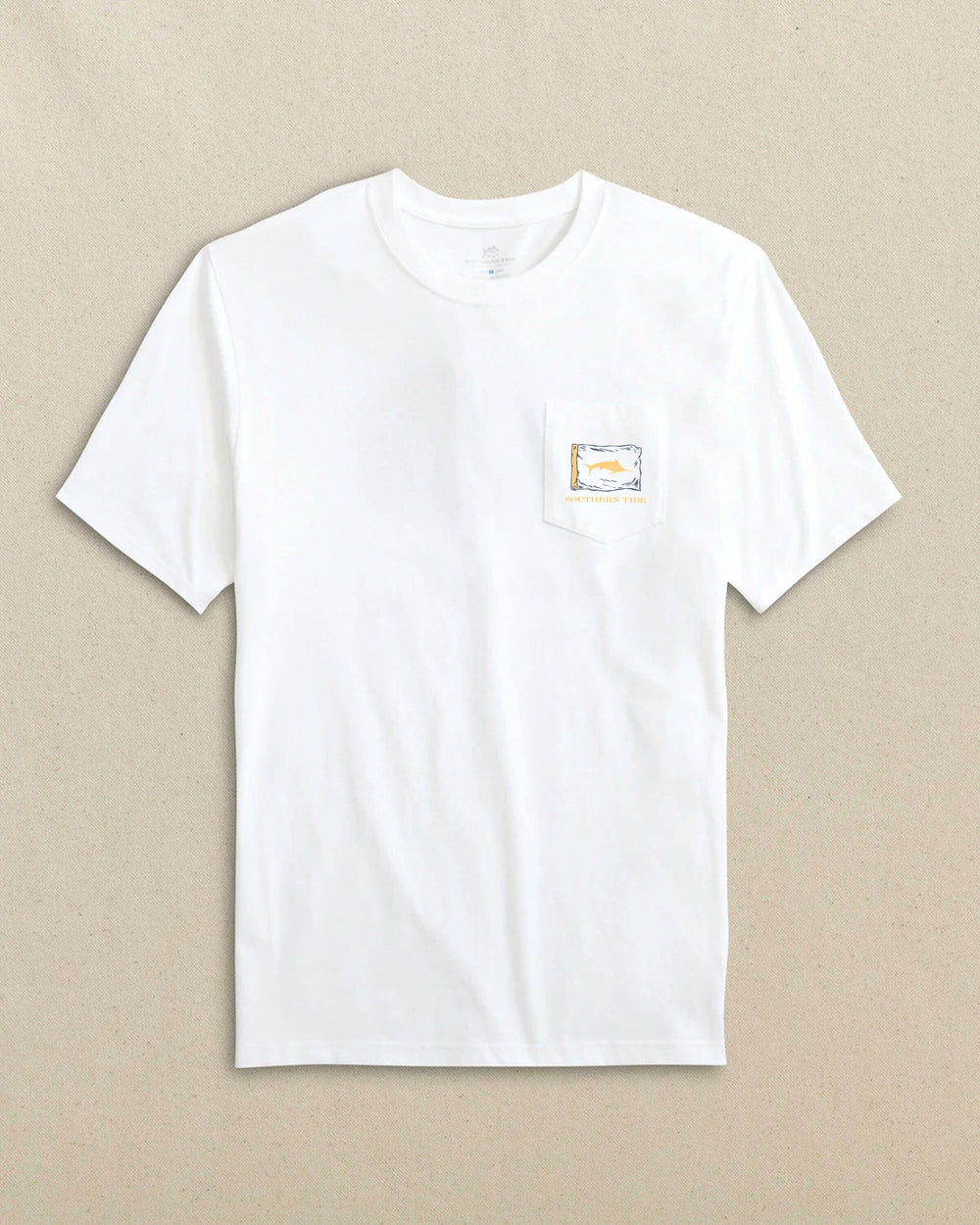 The front view of the Southern Tide Marlin Badge Short Sleeve T-Shirt by Southern Tide - Classic White