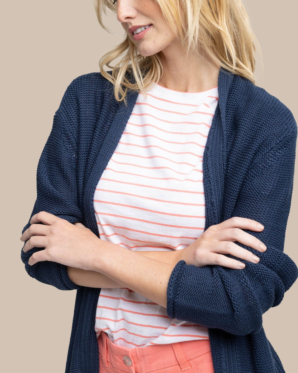 The detail view of the Southern Tide Marren Cardigan by Southern Tide - Dress Blue