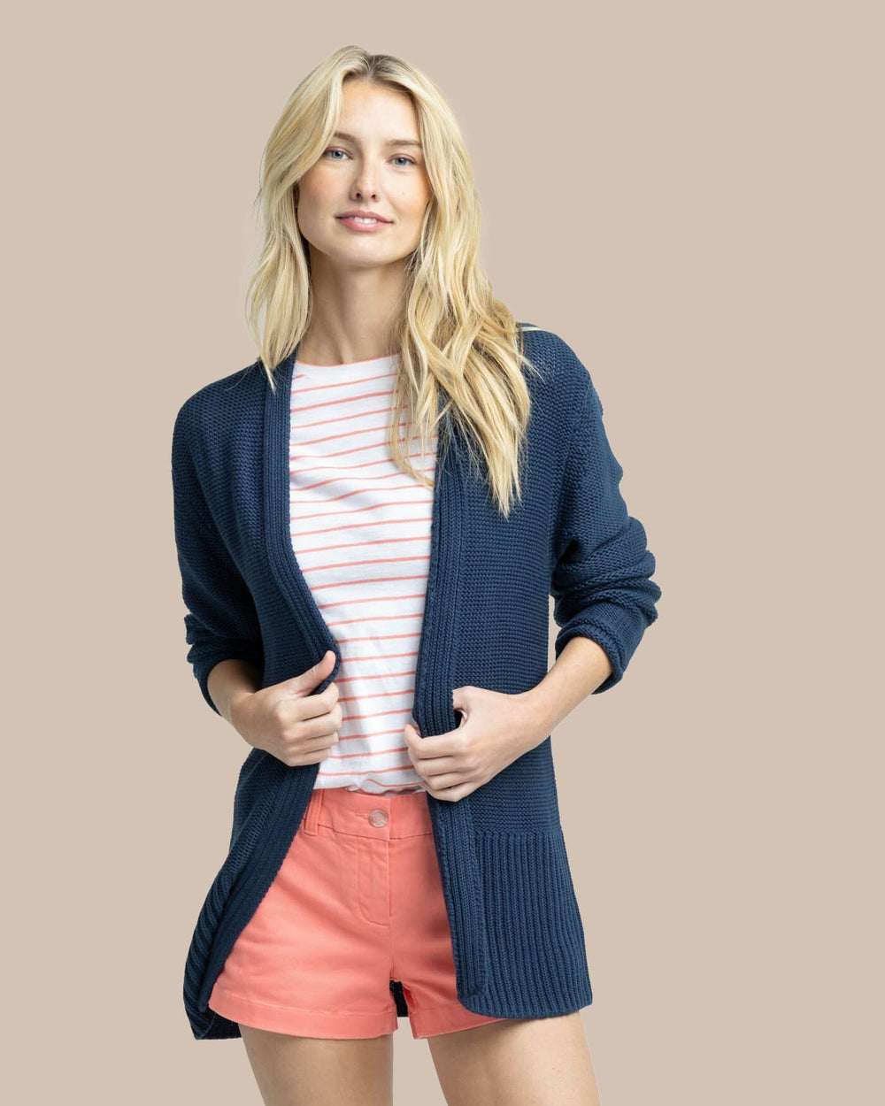 The front view of the Southern Tide Marren Cardigan by Southern Tide - Dress Blue