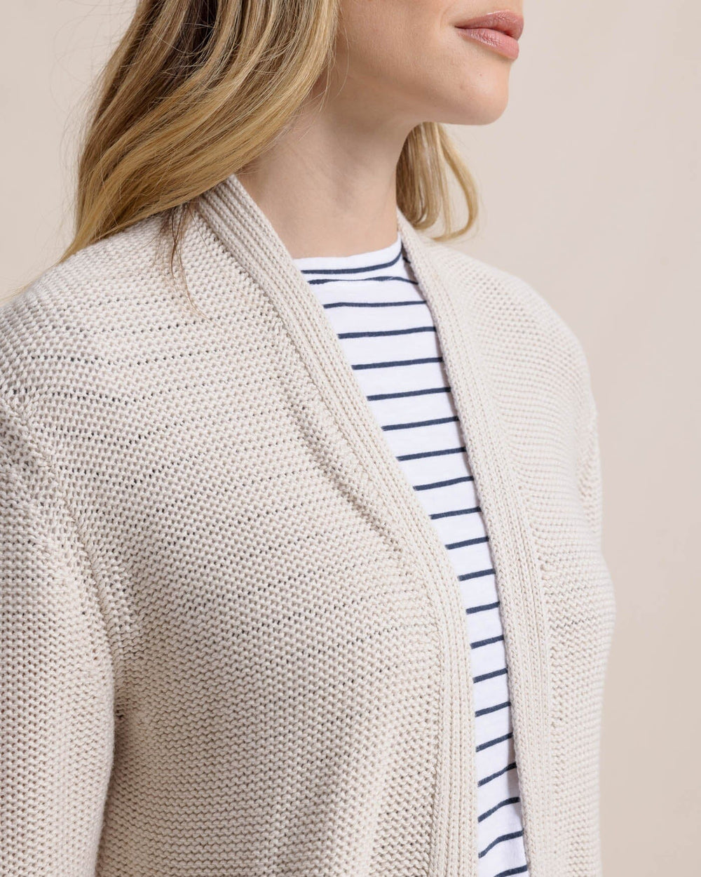 The detail view of the Southern Tide Marren Cardigan by Southern Tide - Stone