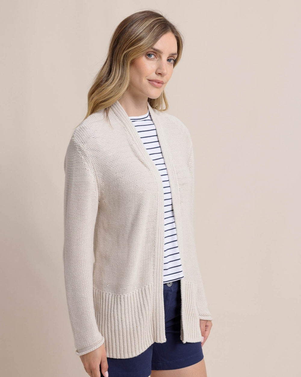 The front view of the Southern Tide Marren Cardigan by Southern Tide - Stone