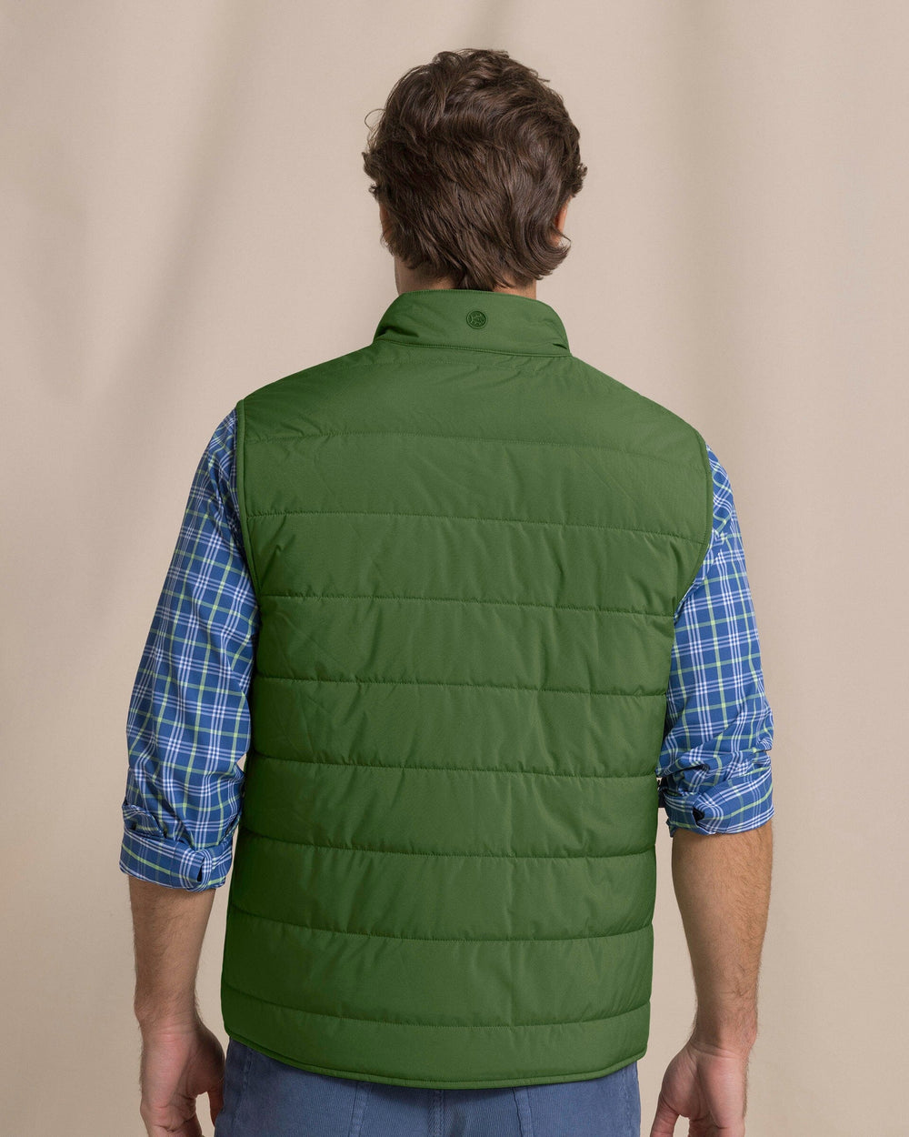 The back view of the Southern Tide Marsh Creek Cove Quilted Vest by Southern Tide - Cedar Green