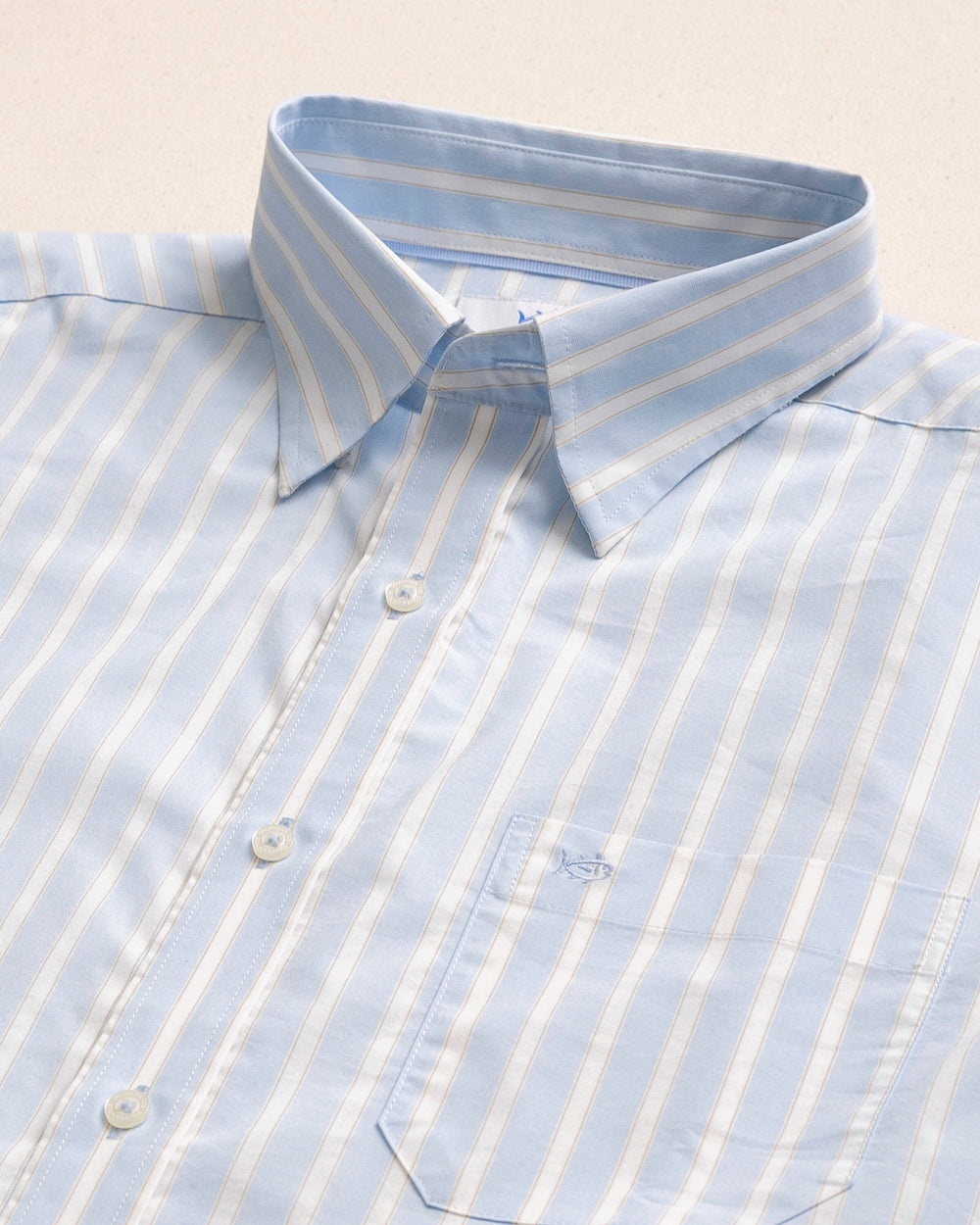 The detail view of the Southern Tide Marshside Stripe Charleston Sport Shirt by Southern Tide - Ocean Channel