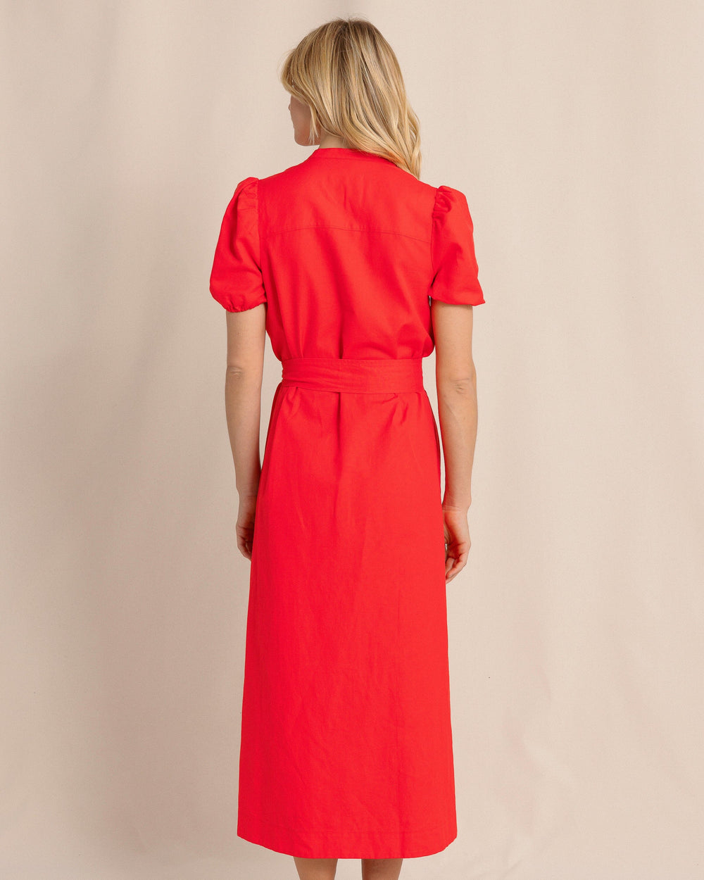 The back view of the Southern Tide Mary Ann Maxi Dress by Southern Tide - Poppy Red