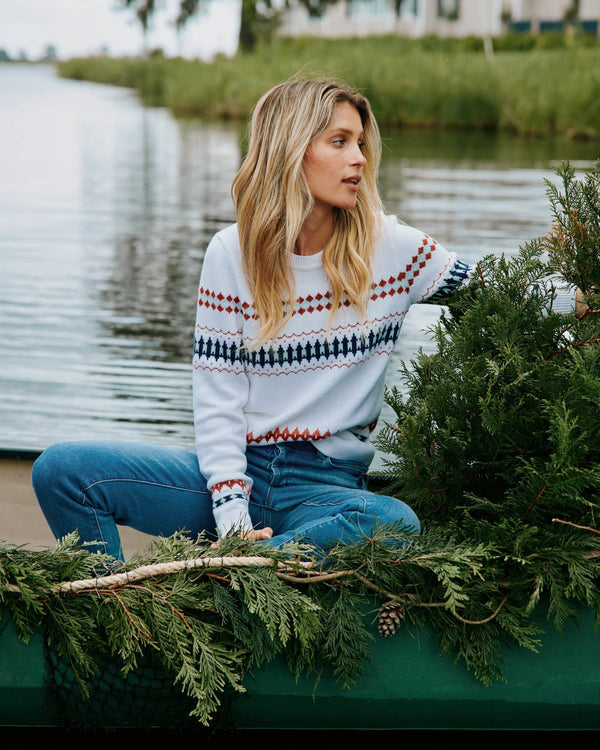 The front view of the Southern Tide McKenna Fairilse Sweater by Southern Tide - Marshmallow