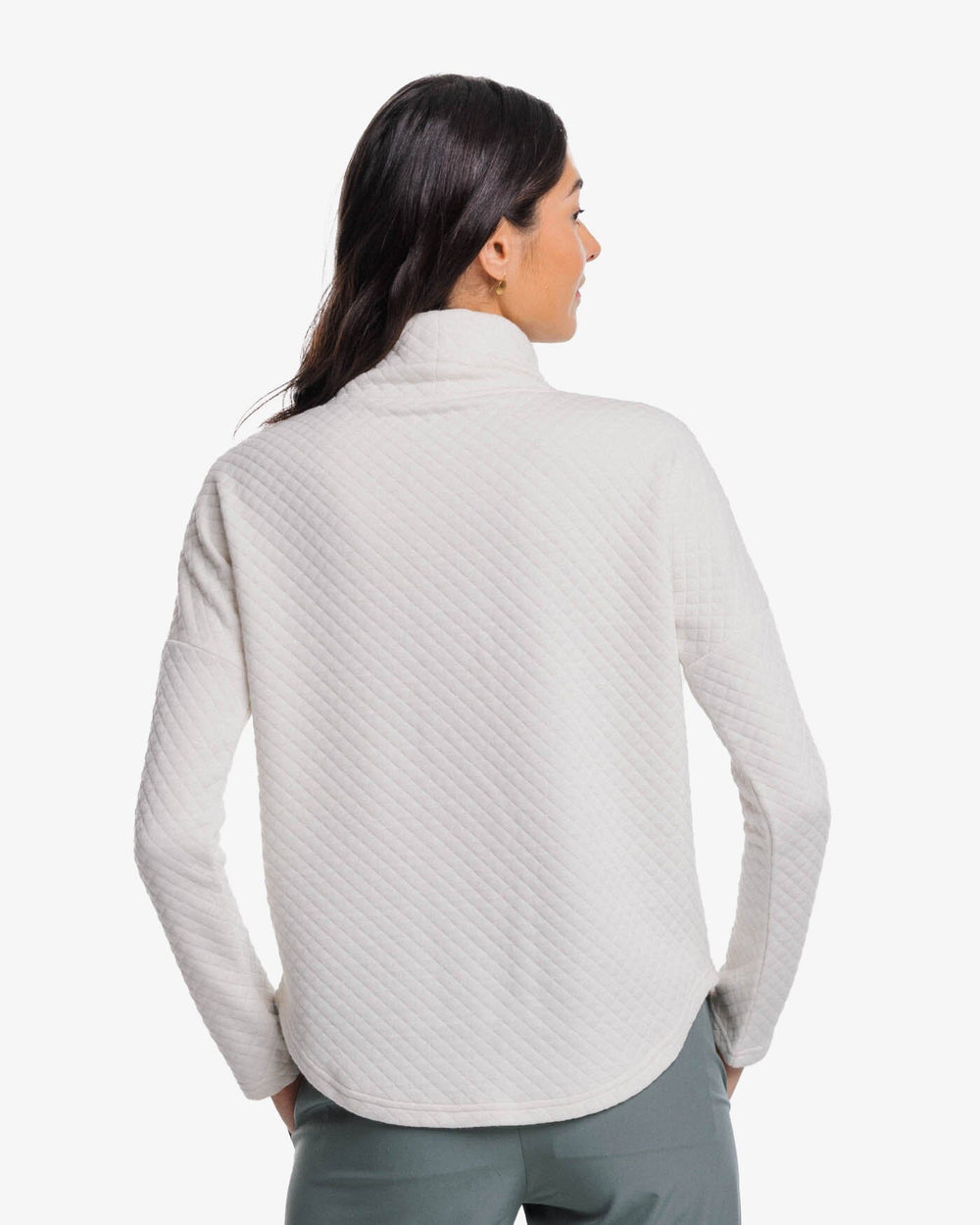 The back view of the Southern Tide Mellie MockNeck Sweatshirt by Southern Tide - Marshmallow