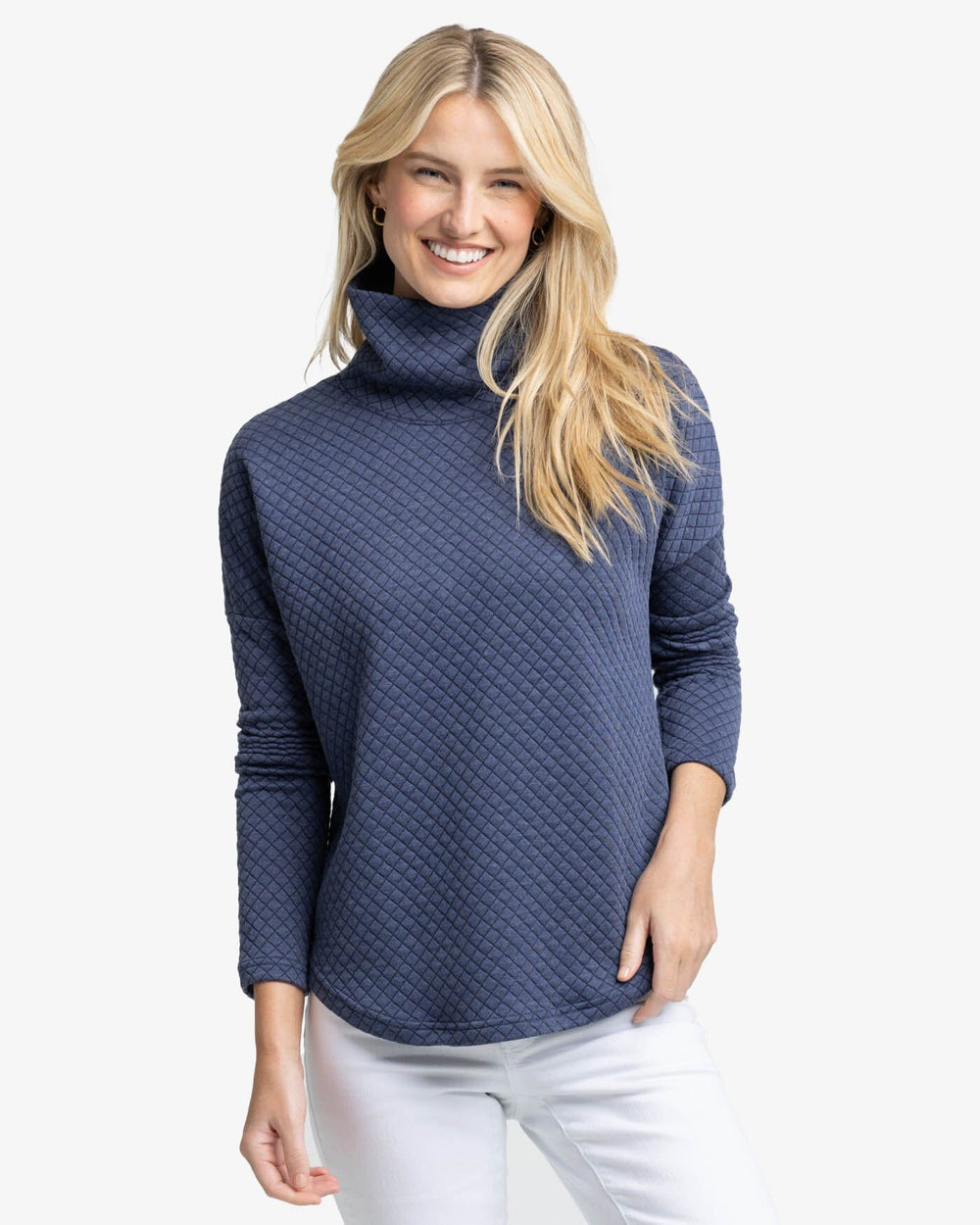 The second front view of the Southern Tide Mellie MockNeck Sweatshirt by Southern Tide - Nautical Navy