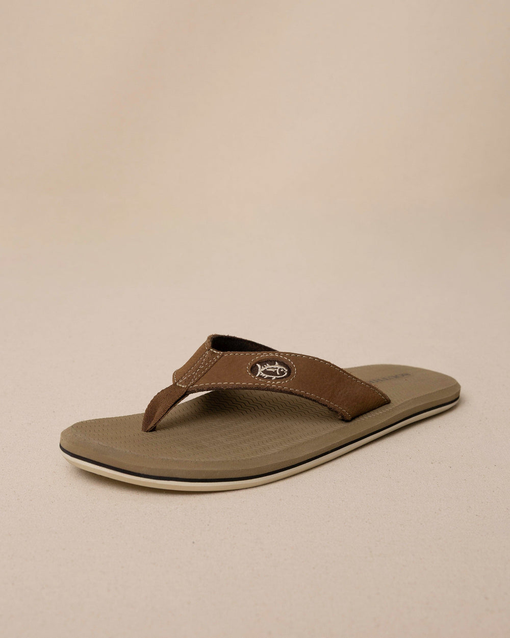 The front view of the Southern Tide Men's Brown Caramel Flipjacks by Southern Tide - Caramel