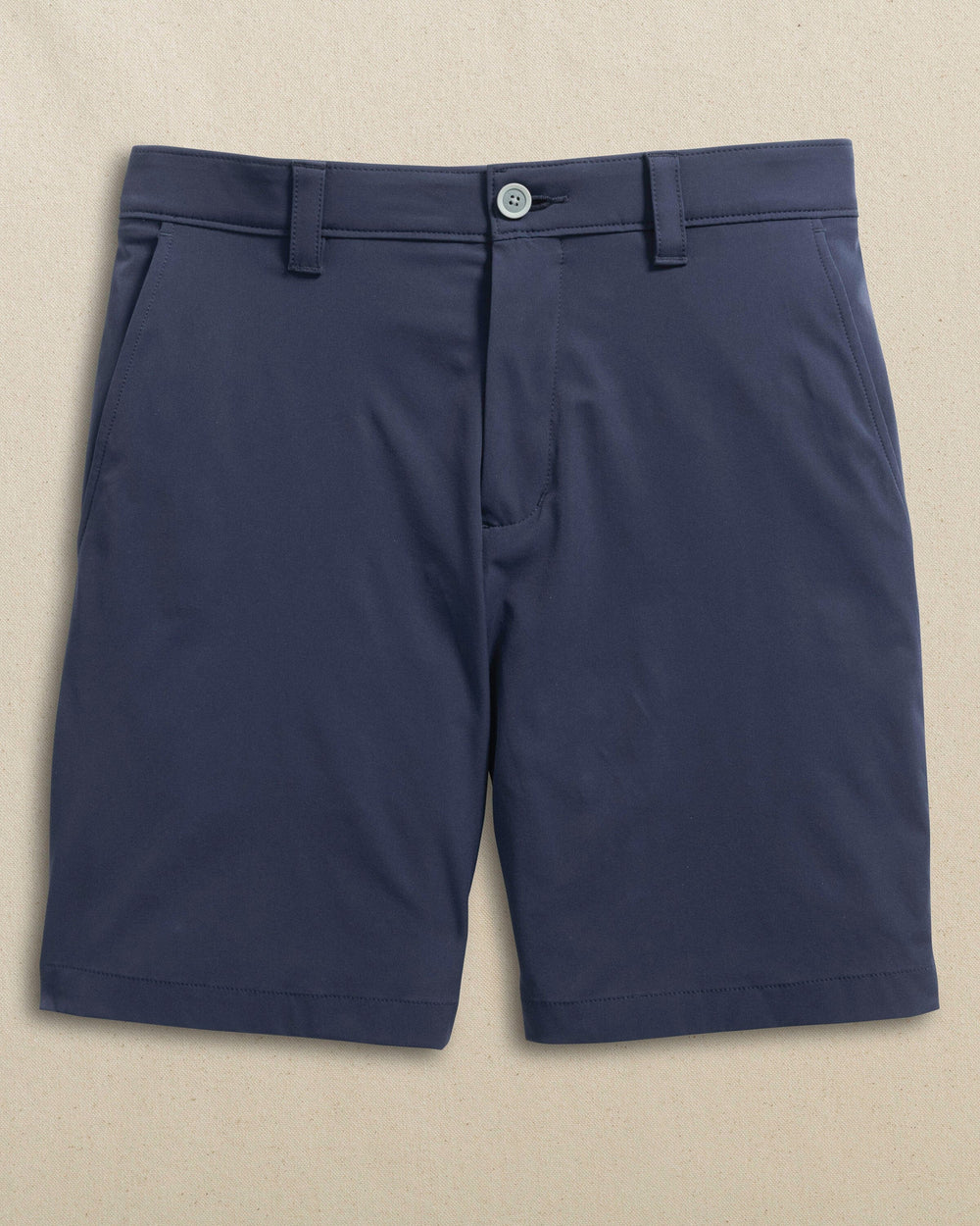 The front view of the Southern Tide Miami Hurricanes brrr°®-die 8" Performance Short by Southern Tide - True Navy