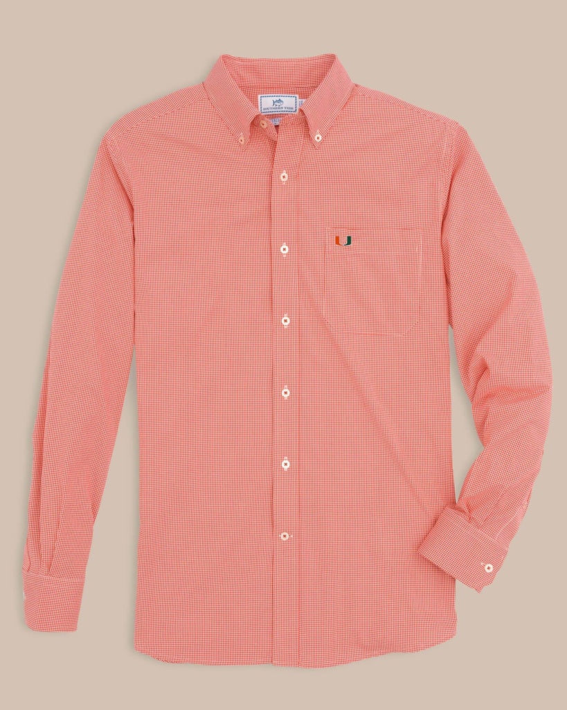 Miami Hurricanes Gingham Button Down Shirt