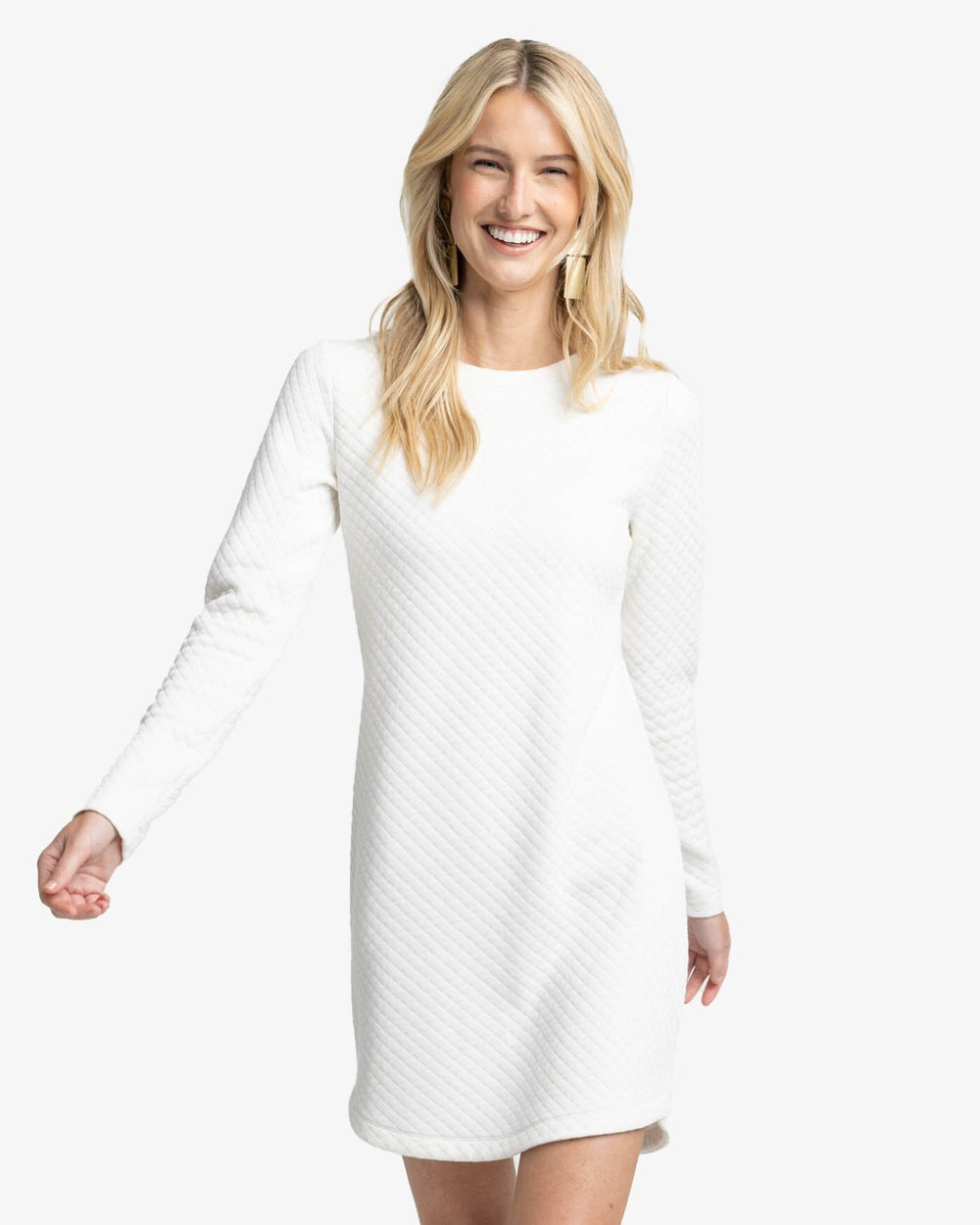 The second front view of the Southern Tide Milani Texture Dress by Southern Tide - Marshmallow