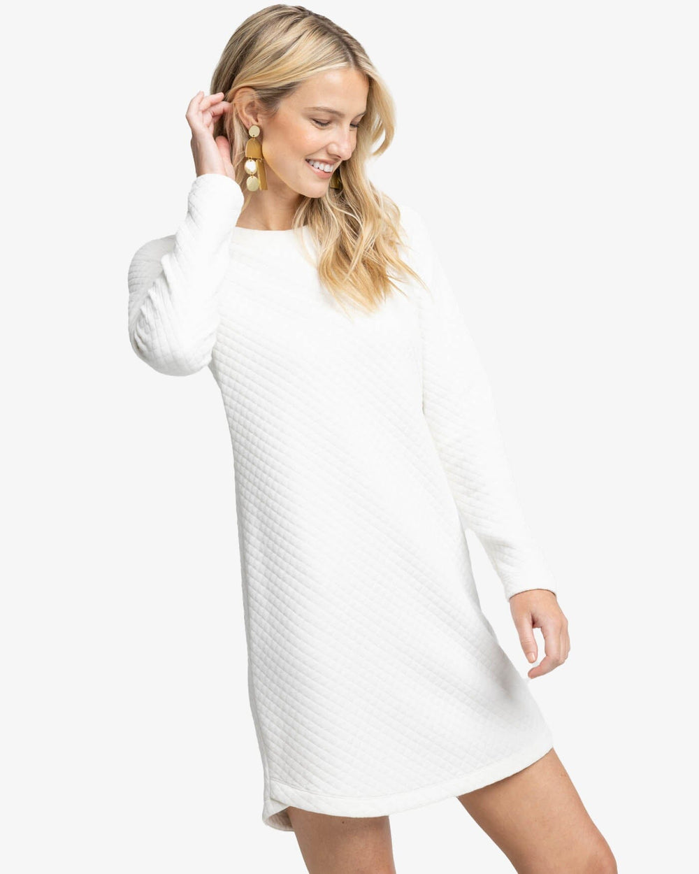 The front view of the Southern Tide Milani Texture Dress by Southern Tide - Marshmallow