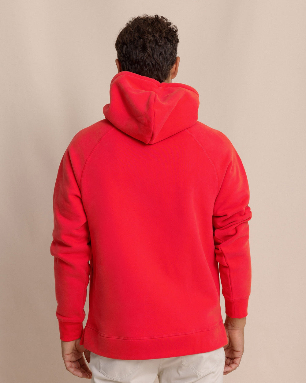 The back view of the Southern Tide Millview Fleece Hoodie by Southern Tide - Crab Red