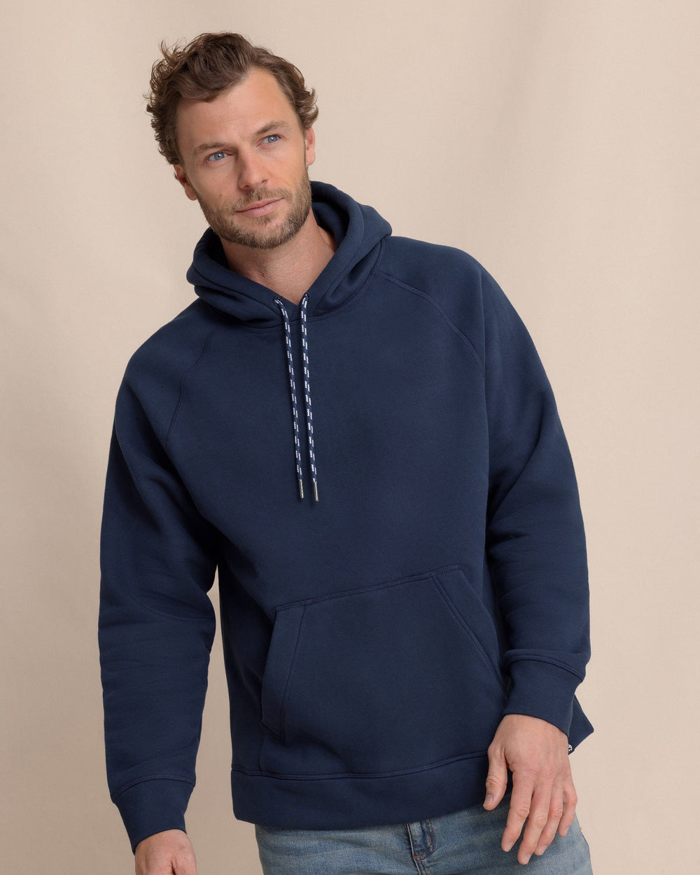 The front view of the Southern Tide Millview Fleece Hoodie by Southern Tide - Dress Blue