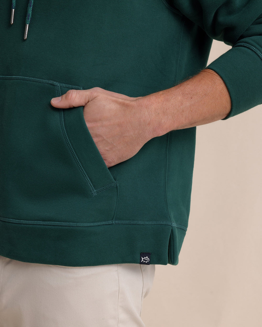 The detail view of the Southern Tide Millview Fleece Hoodie by Southern Tide - Salt Meadow