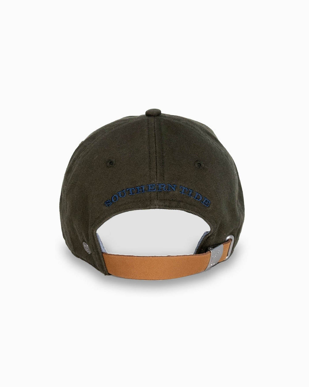 The back view of the Southern Tide mini-skipjack-leather-strap-hat-3 by Southern Tide - Forest
