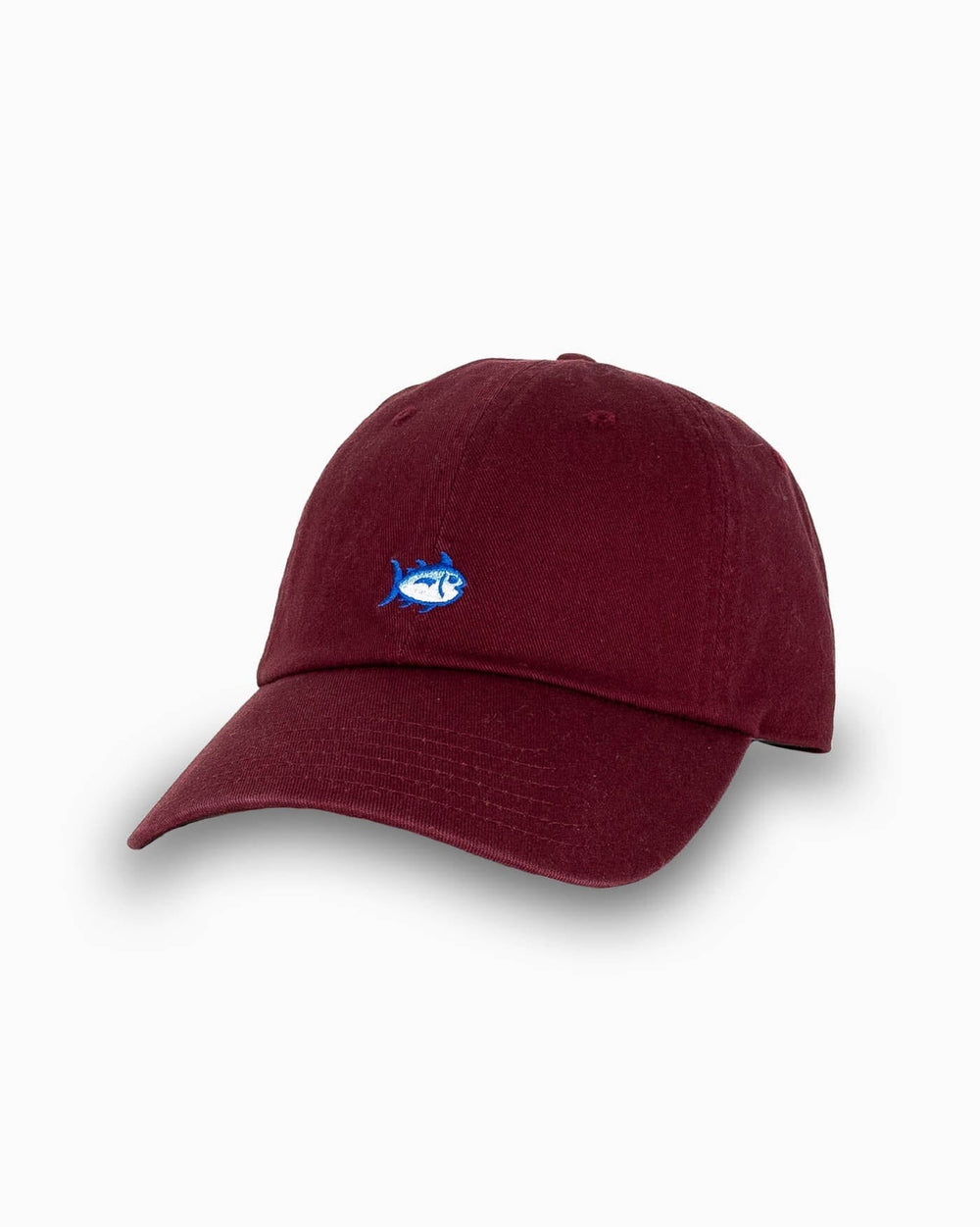 The front view of the Southern Tide mini-skipjack-leather-strap-hat-3 by Southern Tide - Maroon