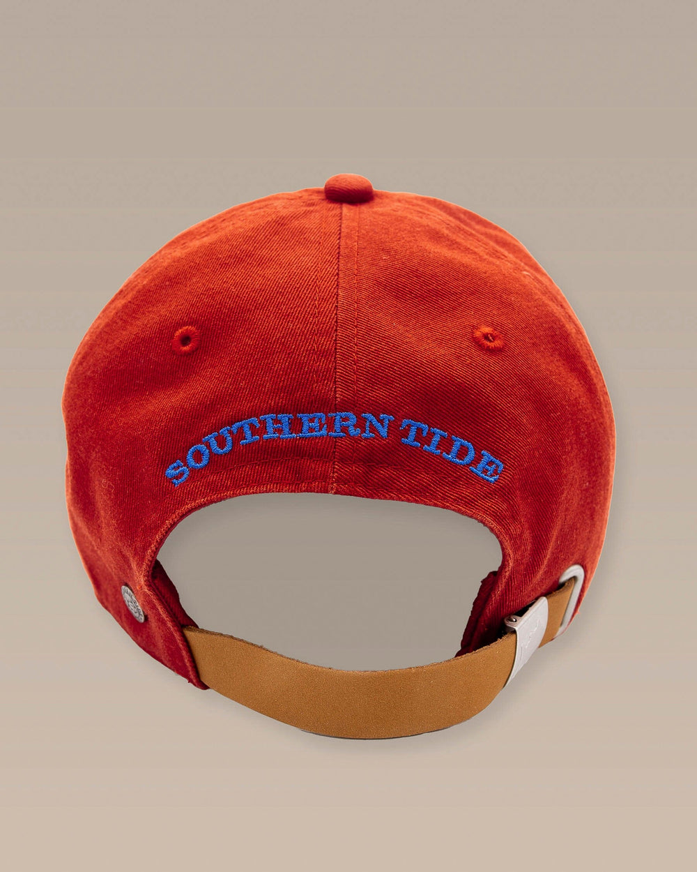 The back view of the Southern Tide Mini Skipjack Leather Strap Hat by Southern Tide - Rooibos Tea