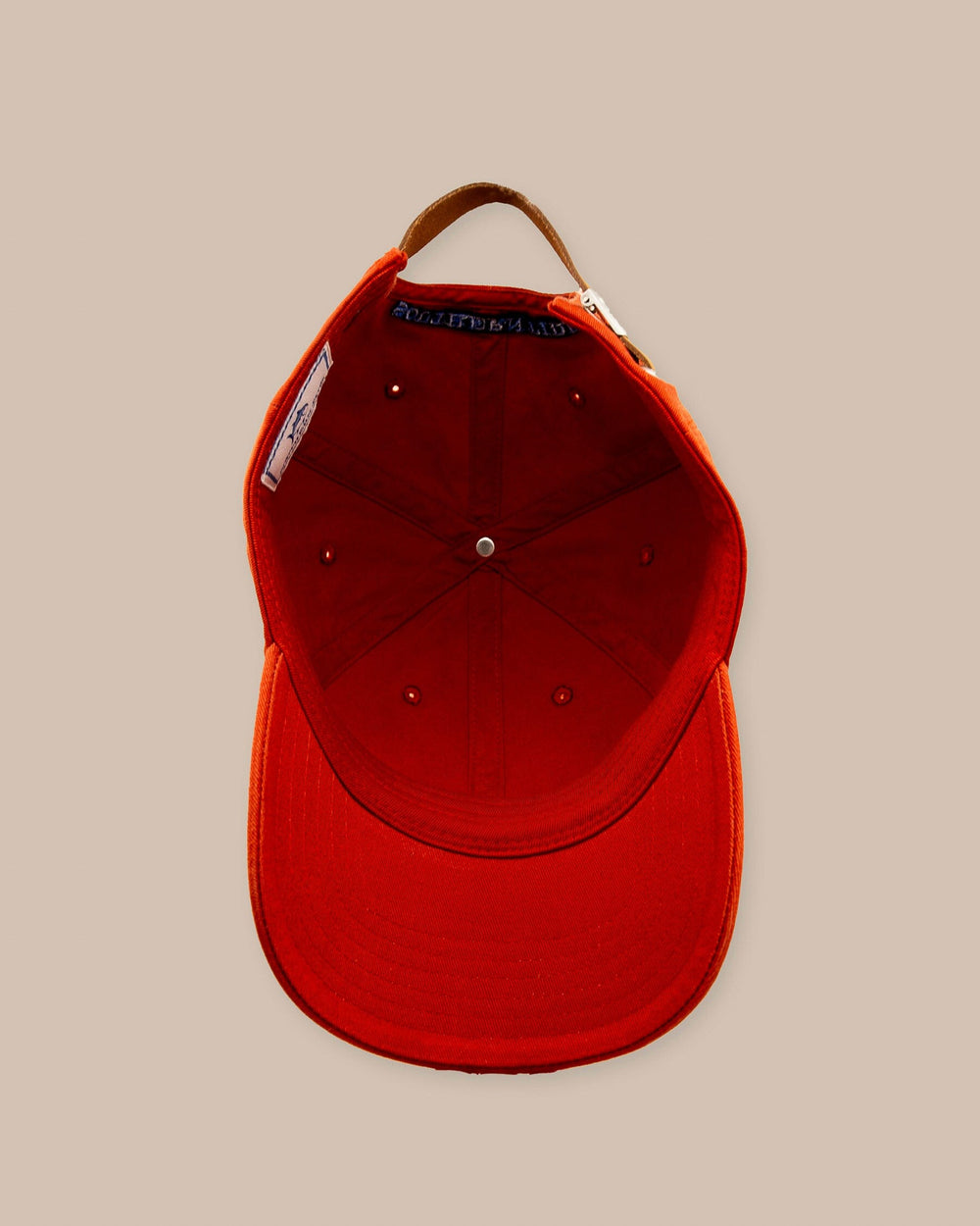 The bottom view of the Southern Tide Mini Skipjack Leather Strap Hat by Southern Tide - Rooibos Tea