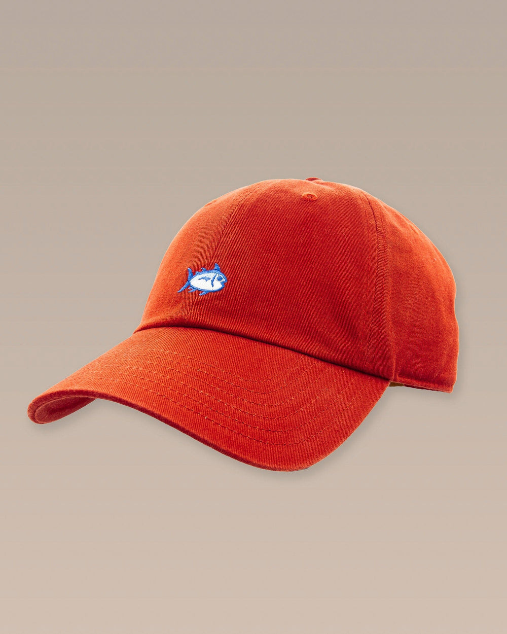 The front view of the Southern Tide Mini Skipjack Leather Strap Hat by Southern Tide - Rooibos Tea