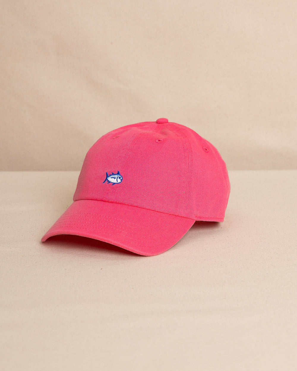 The front view of the Southern Tide Mini Skipjack Leather Strap Hat by Southern Tide - Snapper