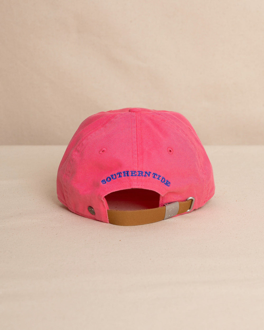 The back view of the Southern Tide Mini Skipjack Leather Strap Hat by Southern Tide - Snapper