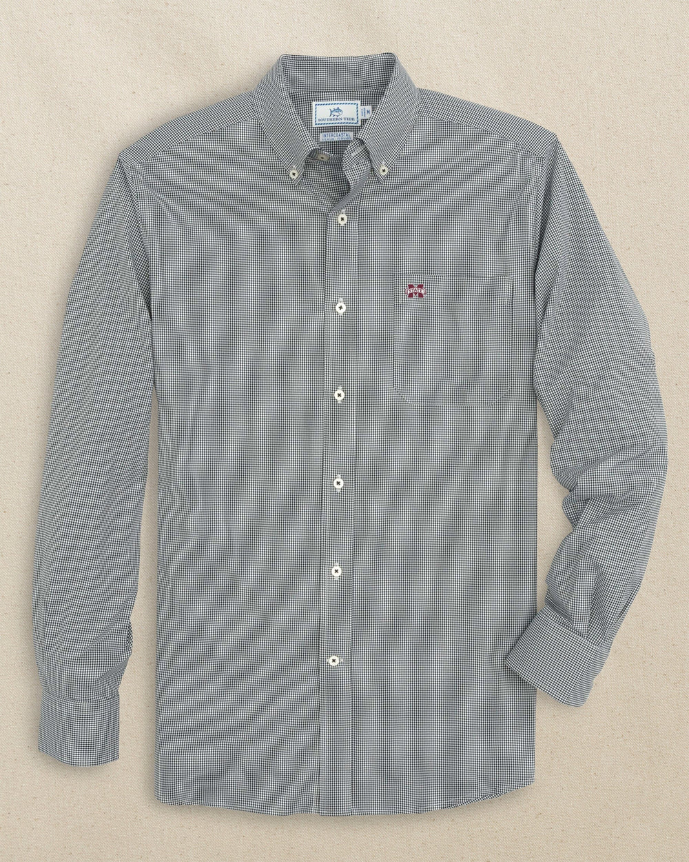 Mississippi State Bulldogs Gingham Button Down Shirt C_Sportshirts Southern Tide 