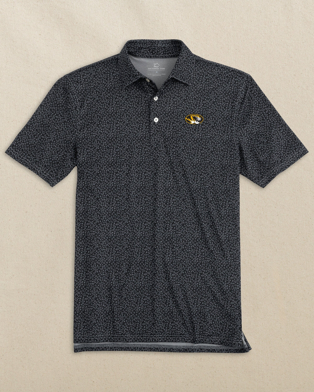 The front view of the Southern Tide Missouri Tigers Driver Gameplay Polo by Southern Tide - Black