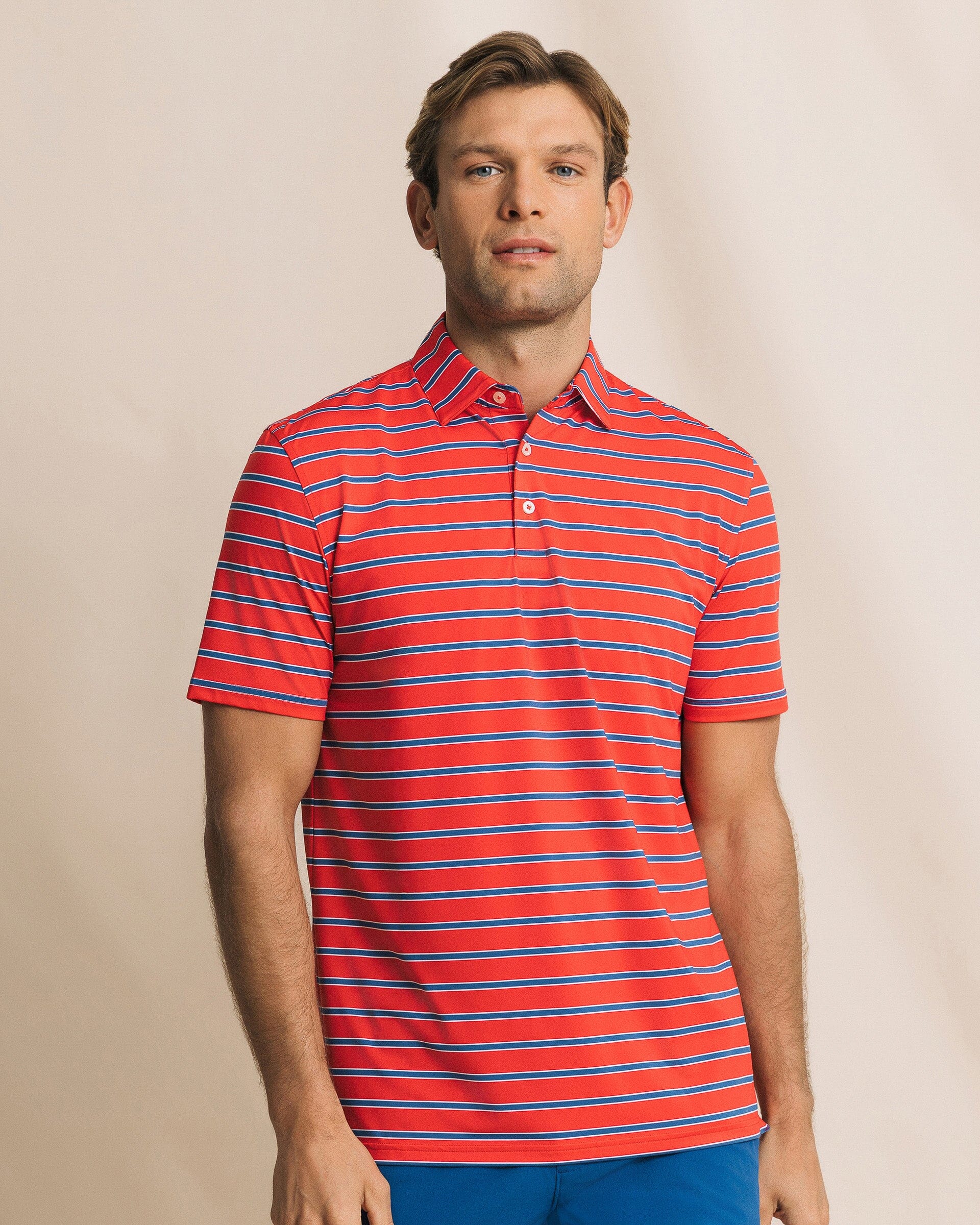 Men's Moonlight Bay Stripe Performance Polo | Southern Tide