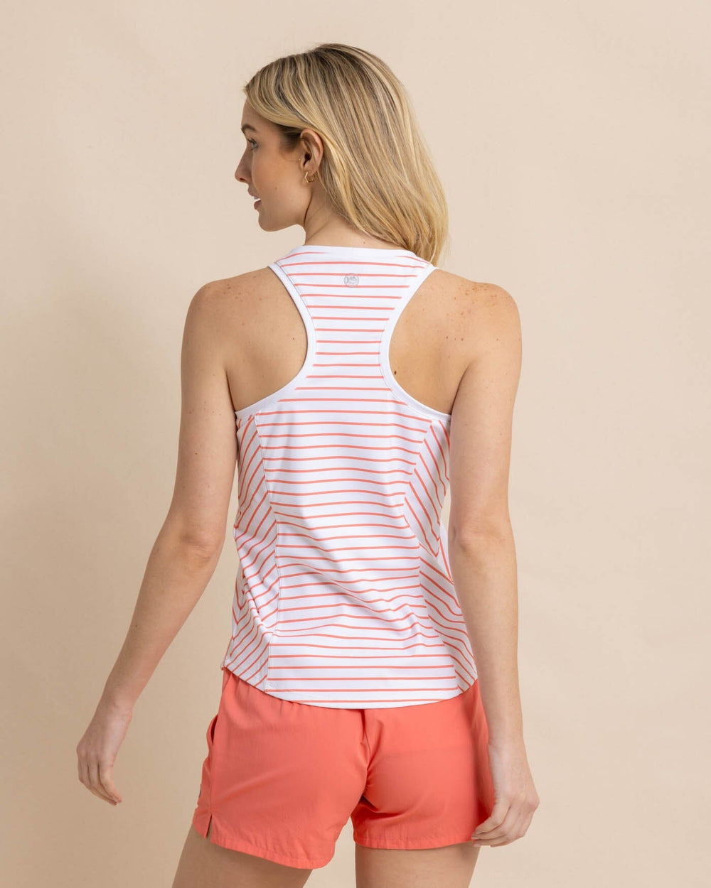 The back view of the Southern Tide Myra Stripe Racerback Tank by Southern Tide - Classic White