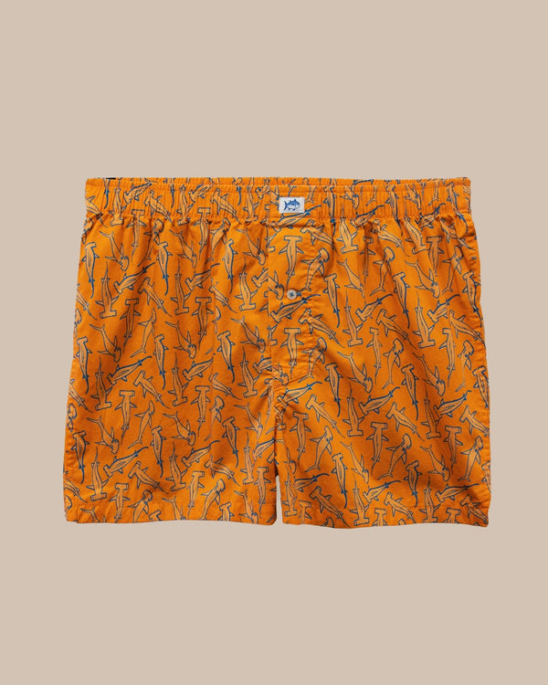 The front view of the Southern Tide Nailed It Boxer by Southern Tide - Tangerine Orange